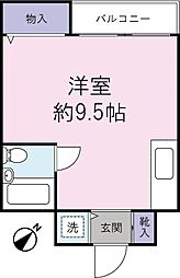 アパルトマンII 2階ワンルームの間取り