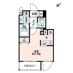 プレール・ドゥーク学芸大学II 地下1階ワンルームの間取り