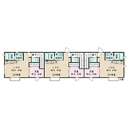 西武新宿線 中井駅 徒歩9分の賃貸アパート 2階1LDKの間取り