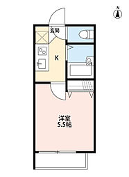 西武池袋線 保谷駅 徒歩12分の賃貸アパート 2階1Kの間取り