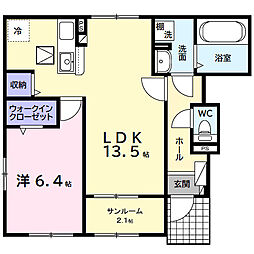 アルタハイムＢ 1階1LDKの間取り