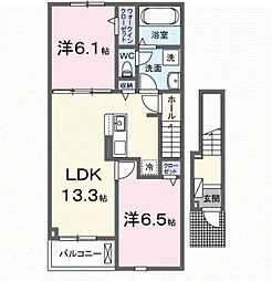 サンクレスト 2階2LDKの間取り