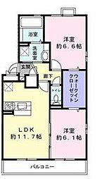 JR内房線 袖ケ浦駅 バス8分 金田中島下車 徒歩5分の賃貸アパート 2階2LDKの間取り