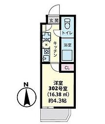 スマートＶＩＬＬＡ戸越 3階1Kの間取り