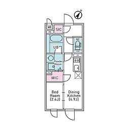 京王井の頭線 神泉駅 徒歩5分の賃貸マンション 4階1DKの間取り