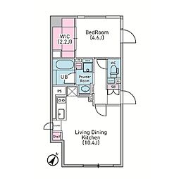 京王井の頭線 神泉駅 徒歩5分の賃貸マンション 2階1LDKの間取り