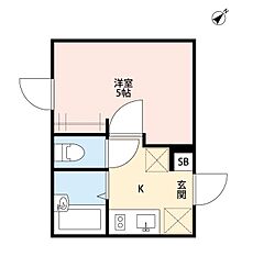 小田急小田原線 千歳船橋駅 徒歩6分の賃貸アパート 2階1Kの間取り