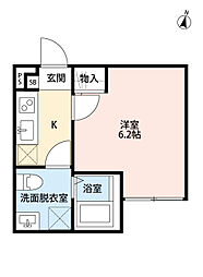エクステンションR(エクステンションアール) 2階1Kの間取り