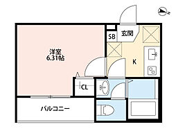 JR埼京線 与野本町駅 徒歩13分の賃貸アパート 2階1Kの間取り