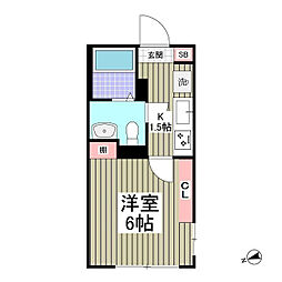 JR常磐線 松戸駅 徒歩5分の賃貸マンション 1階1Kの間取り