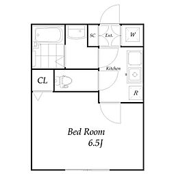 京成本線 京成大和田駅 徒歩8分の賃貸アパート 2階1Kの間取り