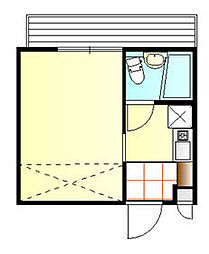 西武国分寺線 鷹の台駅 徒歩8分の賃貸マンション 2階ワンルームの間取り