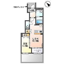 JR関西本線 蟹江駅 3.5kmの賃貸アパート 1階1LDKの間取り