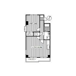 都営三田線 板橋本町駅 徒歩4分の賃貸マンション 6階1LDKの間取り