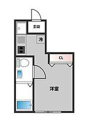 京急本線 鶴見市場駅 徒歩9分の賃貸アパート 2階ワンルームの間取り
