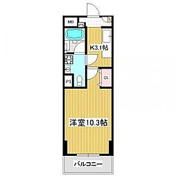JR京浜東北・根岸線 川口駅 徒歩15分の賃貸マンション 4階1Kの間取り