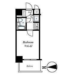 メインステージ武蔵関 701号室 7階1Kの間取り