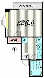 JR京浜東北・根岸線 蒲田駅 徒歩18分の賃貸マンション 2階1DKの間取り