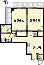 大師レジデンス 505 5階2DKの間取り