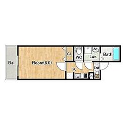 JR内房線 本千葉駅 徒歩5分の賃貸アパート 2階1Kの間取り