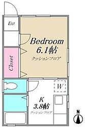 東京メトロ副都心線 東新宿駅 徒歩7分の賃貸アパート 1階1Kの間取り