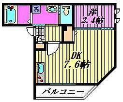 東武伊勢崎線 一ノ割駅 徒歩4分の賃貸アパート 2階1DKの間取り