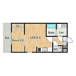 JR内房線 本千葉駅 徒歩10分の賃貸アパート 1階1LDKの間取り