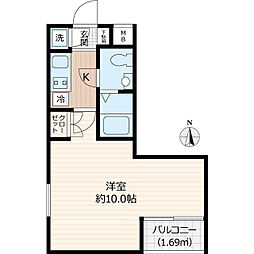東武東上線 下赤塚駅 徒歩10分の賃貸マンション 3階1Kの間取り