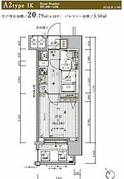 JR京浜東北・根岸線 東神奈川駅 徒歩7分の賃貸マンション 8階1Kの間取り