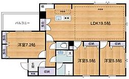 小田急多摩線 栗平駅 徒歩20分の賃貸マンション 2階3LDKの間取り