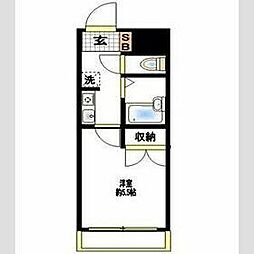 レオプラザ 2階1Kの間取り