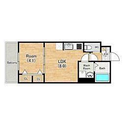 オルタンシアキューブ 202 2階1LDKの間取り