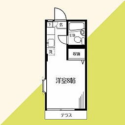 小田急小田原線 百合ヶ丘駅 徒歩6分の賃貸アパート 1階ワンルームの間取り