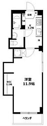 ホワイトビル 3階1Kの間取り