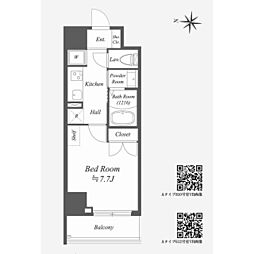 東京メトロ東西線 東陽町駅 徒歩9分の賃貸マンション 7階1Kの間取り