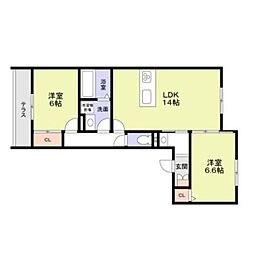 名鉄瀬戸線 守山自衛隊前駅 徒歩4分の賃貸アパート 2階2LDKの間取り