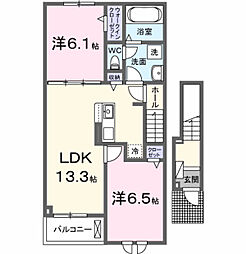 湘南新宿ライン高海 高崎駅 バス32分 板井下車 徒歩2分の賃貸アパート 2階2LDKの間取り