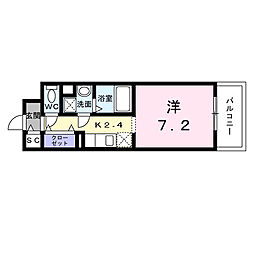JR京浜東北・根岸線 川口駅 徒歩15分の賃貸マンション 4階1Kの間取り