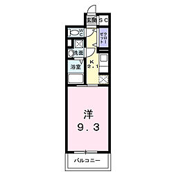 JR京浜東北・根岸線 川口駅 徒歩15分の賃貸マンション 4階1Kの間取り