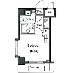東急東横線 武蔵小杉駅 徒歩4分の賃貸マンション 8階1Kの間取り