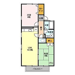 北総鉄道 北国分駅 徒歩3分の賃貸アパート 2階2LDKの間取り