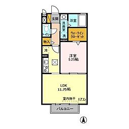 メゾンローレル　II 1階1LDKの間取り