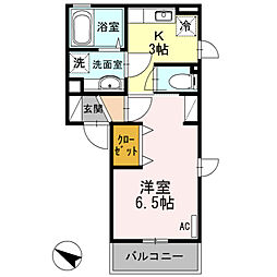 日暮里舎人ライナー 見沼代親水公園駅 徒歩4分の賃貸アパート 2階1Kの間取り