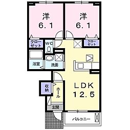 グランドパレス樹 1階2LDKの間取り