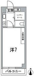 西武新宿線 下井草駅 徒歩7分の賃貸マンション 4階1Kの間取り