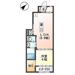 アリビオ 1階1LDKの間取り