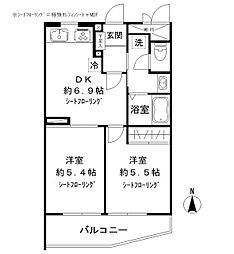 東急東横線 学芸大学駅 徒歩11分の賃貸マンション 3階2DKの間取り