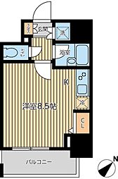 JR京葉線 八丁堀駅 徒歩3分の賃貸マンション 3階ワンルームの間取り
