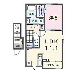 つくばエクスプレス 守谷駅 徒歩7分の賃貸アパート 2階1LDKの間取り