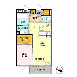 JR武蔵野線 越谷レイクタウン駅 徒歩12分の賃貸アパート 1階1LDKの間取り